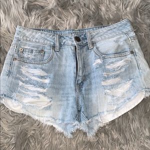 AEO distressed jean shorts- High rise festival
